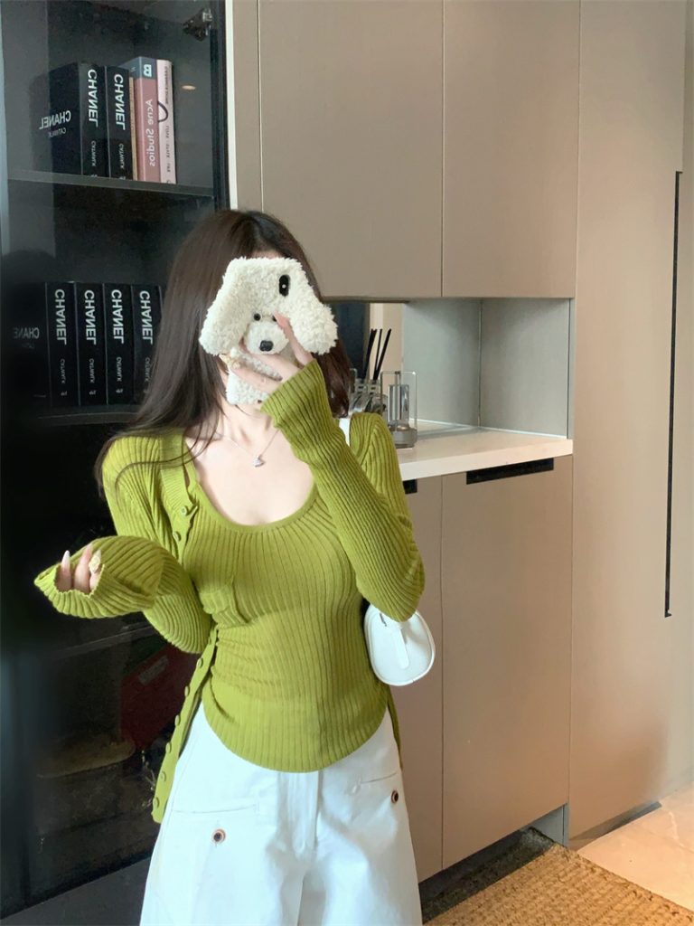 Korean Commute Slim Fit Two-Piece Knit Cami and Cardigan Set for Women